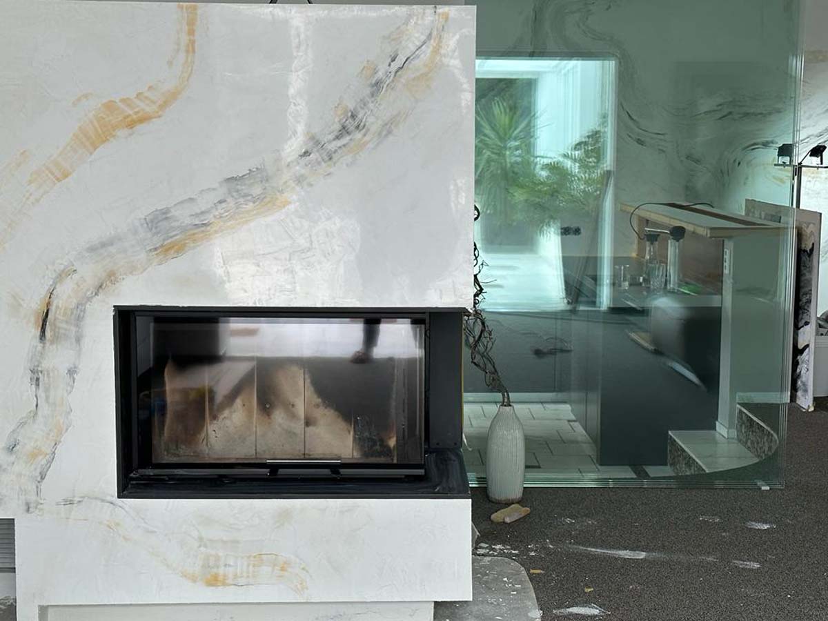 mystucco Marmorputz für die Kaminverkleidung mystucco Marmorputz für die Kaminverkleidung
